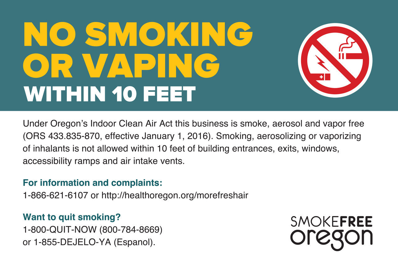 ZING No Smoking Decal, Oregon, 5X7, 2-Pk - 1860D