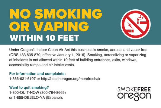 ZING No Smoking Decal, Oregon, 5X7, 2-Pk - 1860D