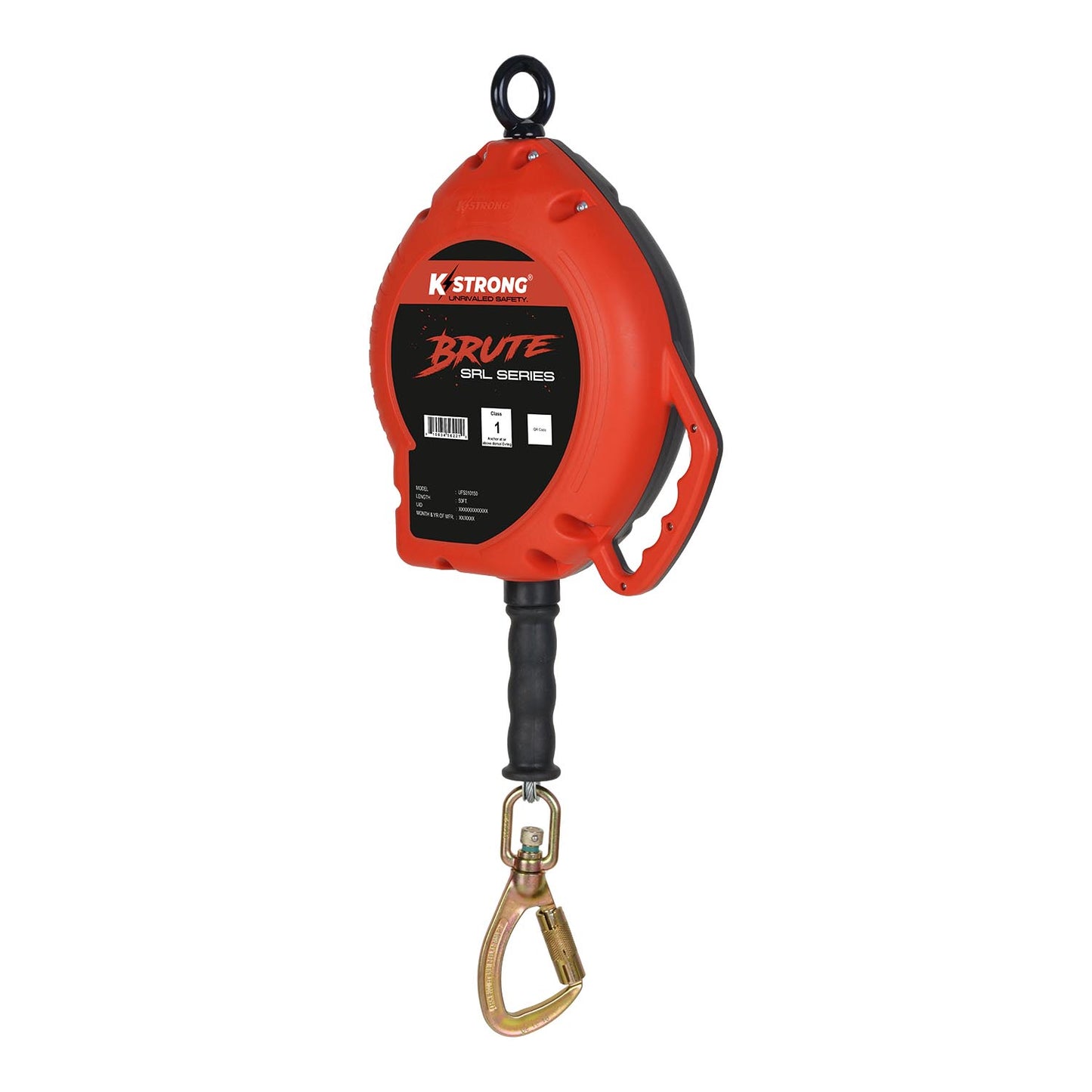 KStrong® BRUTE™ 50 ft. Galvanized Steel Cable SRL with Load Indicating Swivel Locking Carabiner. Includes Installation Carabiner and Tagline (ANSI)
