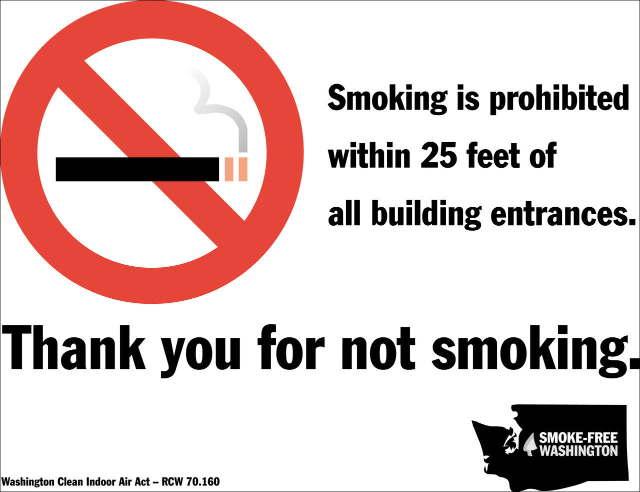 ZING No Smoking Window, Decal, Wa 7"Wx5"H, 2-Pk - 1866D