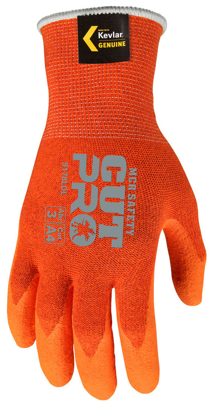 9178LO - MCR Safety CutPro® - 13 Gauge Orange DuPont™ Kevlar® Aramid Shell - Cut Resistant Work Gloves - Latex Foam Coated Palm and Fingertips - Latex Foam Provides Greater Gripping Power