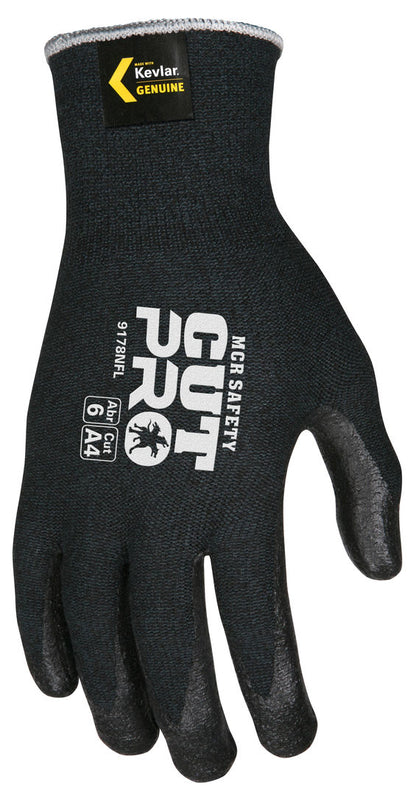 9178NF - MCR Safety CutPro® - 13 Gauge Black DuPont™ Kevlar® Aramid / Synthetic Shell - Cut Resistant Work Gloves - Nitrile Foam Coated Palm and Fingertips - Nitrile Foam Provides Excellent Wet and Dry Grip