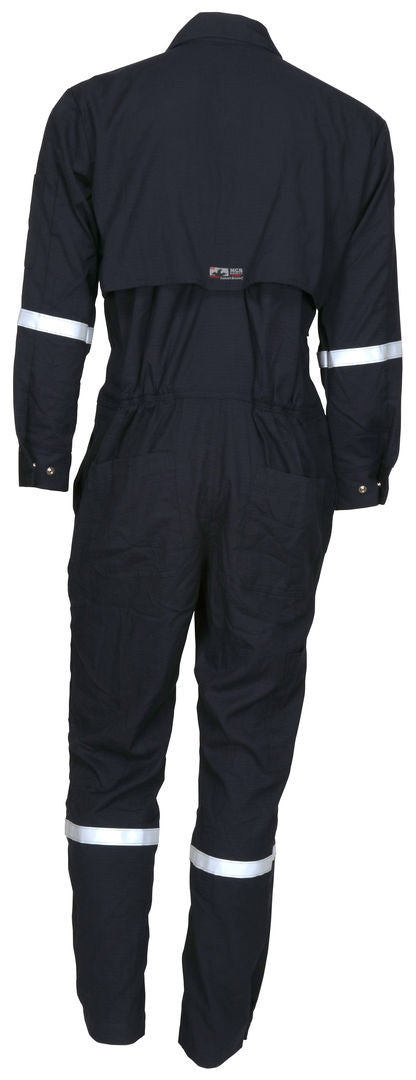 MCR Safety SBC1012 - Summit Breeze® Flame Resistant (FR) Coverall Navy 5.5-ounce Inherent Blend Material - Long Sleeve with Vented Underarms and Back - 1 Inch Silver FR Reflective Stripes - CAT2 - ASTM F1930 Tested - Less Than 8% Body Burn — manufacturer image 2