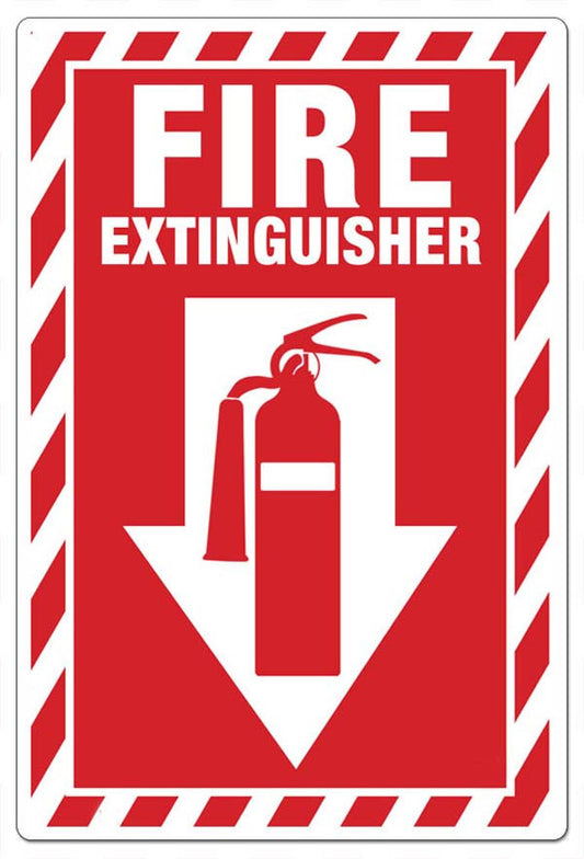 ZING Sign, Fire Extinguisher,Picto, Down Arrow, 10X7,Adhesive - 1887S