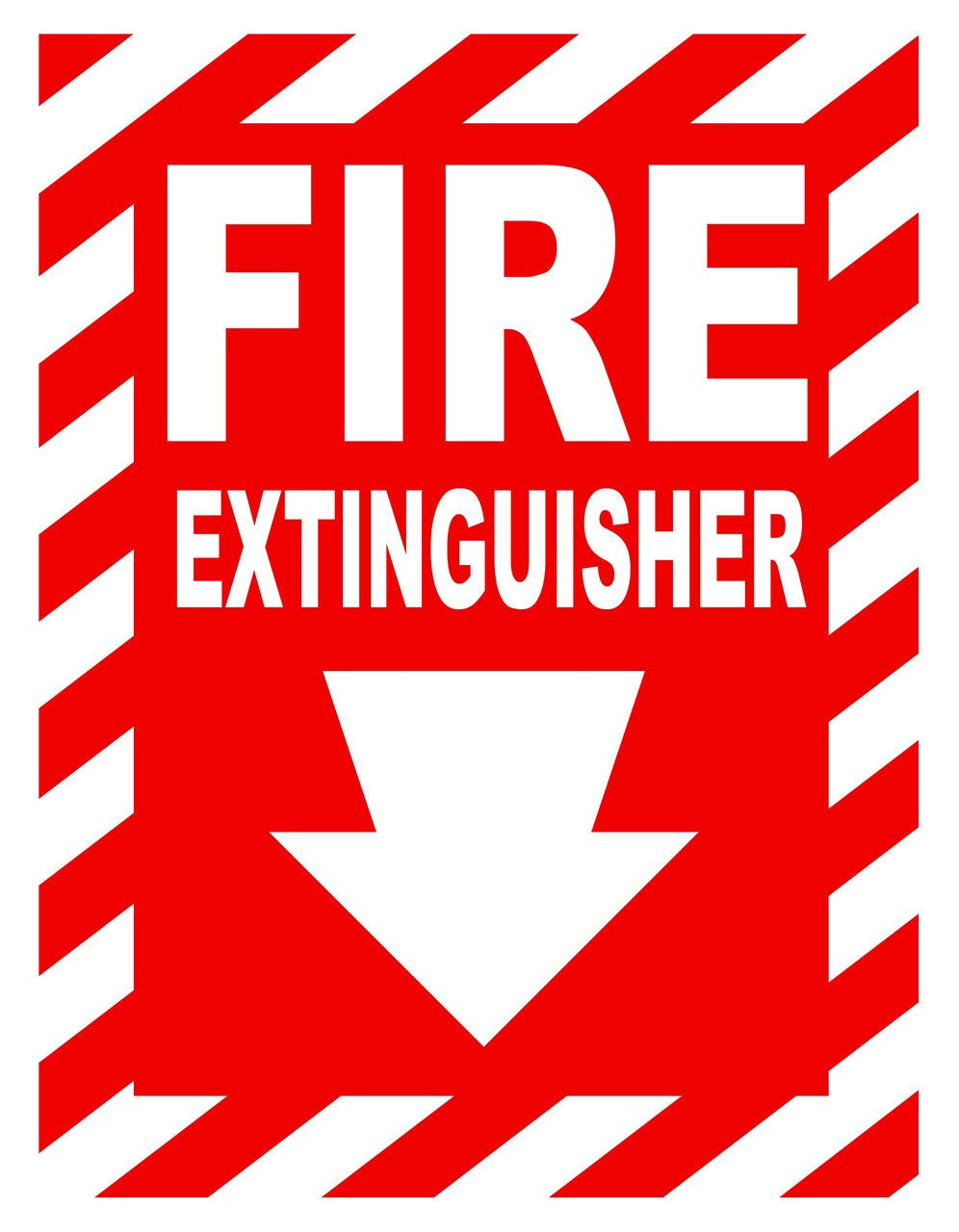 ZING Sign, Fire Extinguisher, Down Arrow, 10X7, Plastic - 1888