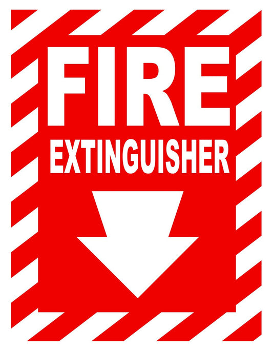 ZING Sign, Fire Extinguisher, Down Arrow, 10X7, Plastic - 1888