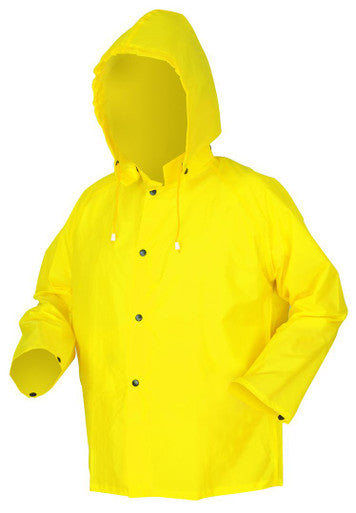 MCR Safety 550J - Navigator Series Rain Gear - .22mm Polyurethane / Nylon Rainwear - Waterproof Yellow Rain Jacket - Detachable Hood