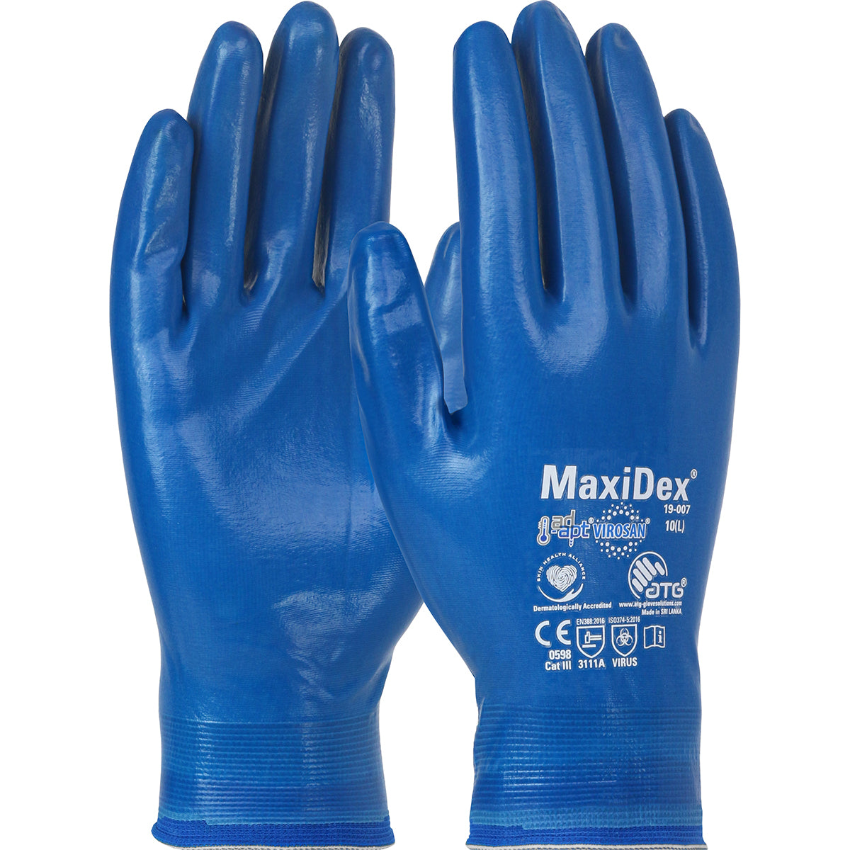 ATG 19-007 – Seamless Knit Nylon Glove with Nitrile Coating and ViroSan™ Technology on Full Hand - Touchscreen Compatible