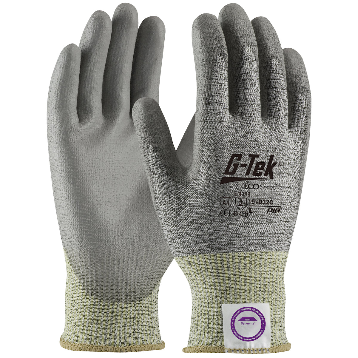 G-Tek® ECO Series™: Seamless Knit Dyneema® Phoenix Blended Glove with Polyurethane Coated Flat Grip on Palm & Fingers