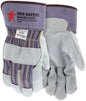 Sidekick Leather Palm Work Gloves, Cowhide Split, Rubberized Safety Cuff, Kevlar Sewn