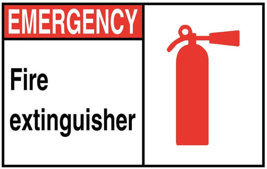 ZING Sign, Emergency Fire Extinguisher, ANSI, Picto, 7X10, Plastic - 1902
