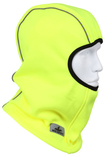MCR Safety BLCVL - Polyester Fleece Lined Balaclava - Fluorescent Lime with Reflective Binding - One Size Fits All - 250-Gram Polyester Fleece Lining - Comfortable and Warm