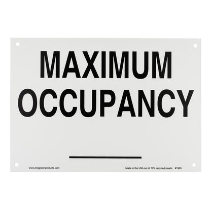 ZING Sign, Maximum Occupancy, Aluminum, 10X14 - official Zing product image 2