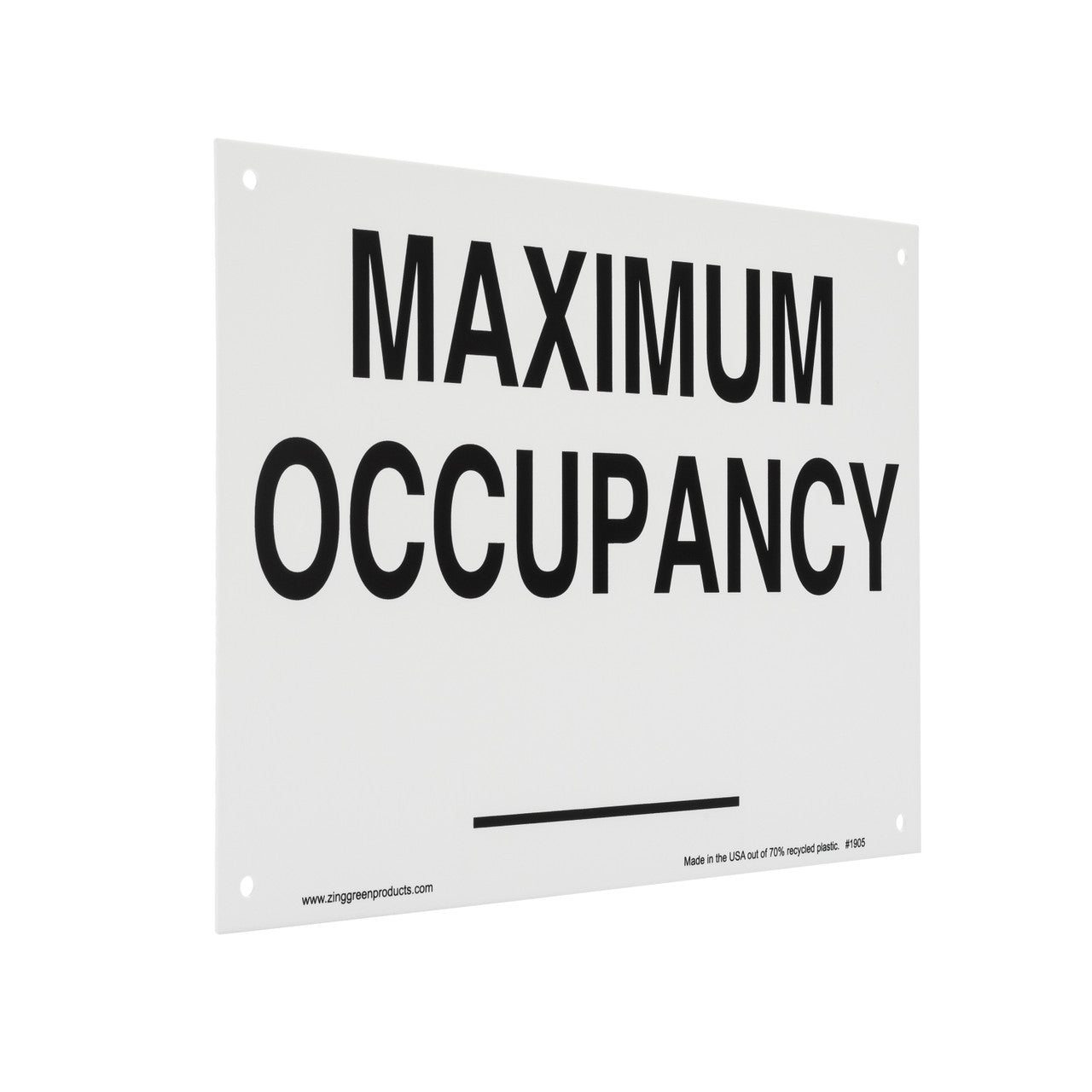 ZING Sign, Maximum Occupancy, Aluminum, 10X14 - official Zing product image 4