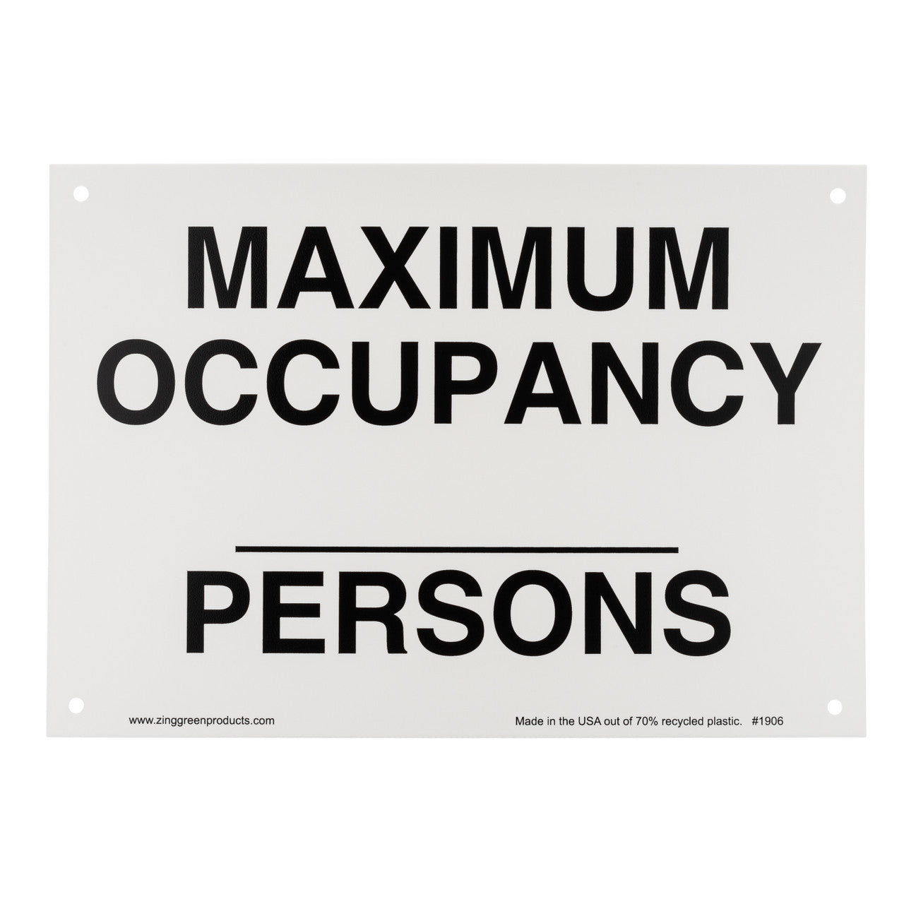 ZING Sign, Maximum Occupancy Persons, Adhesive, 10X14 - official Zing product image 1