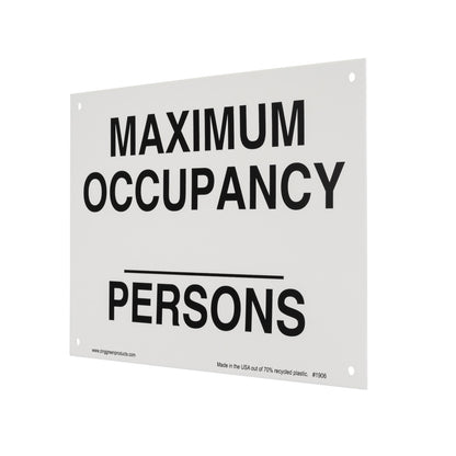ZING Sign, Maximum Occupancy Persons, Aluminum, 10X14 - official Zing product image 3