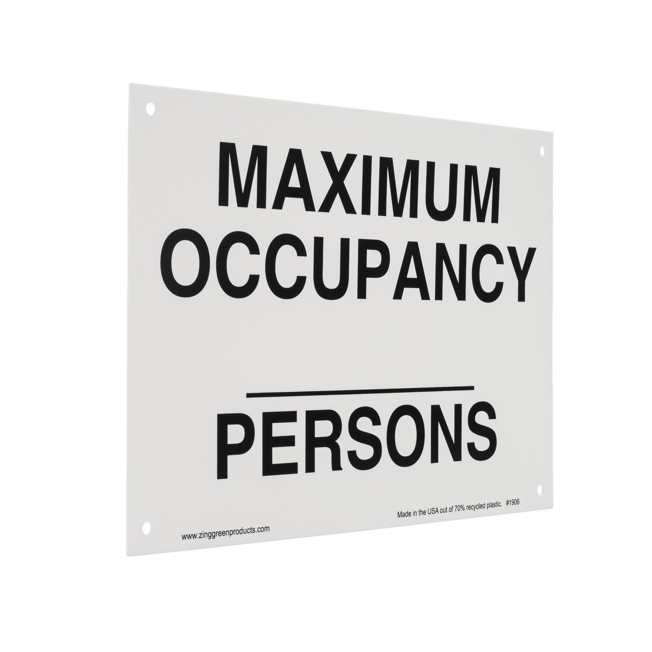 ZING Sign, Maximum Occupancy Persons, Aluminum, 10X14 - official Zing product image 4