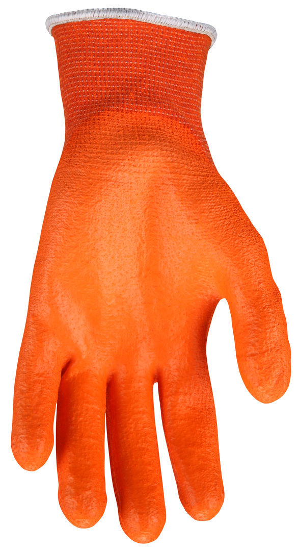 9178PUO - MCR Safety CutPro® - 13 Gauge Orange DuPont™ Kevlar® Aramid Shell - Cut Resistant Work Gloves - Polyurethane (PU) Coated Palm and Fingertips - Hi-Visibility Cut Protection