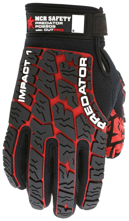 PD2909 - Predator® Mechanics Work Gloves - Impact Resistant Back - HyperMax® HPPE Cut Resistant Palm Liner - Synthetic Leather Palm with Tire Tread Grip - Patented Tire Tread TPR Back-of-Hand Protection - TPR Back Provides Excellent Impact Protection