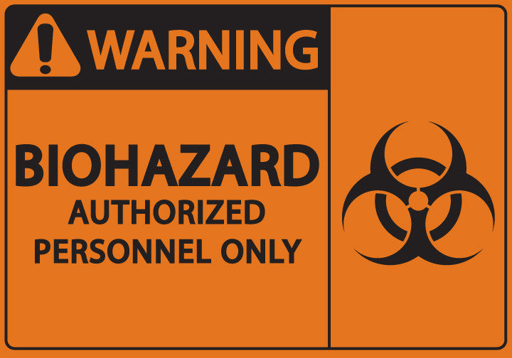 ZING Warning Biohazard Authorized Personnel Only Label, 5X7 2Pk.. - 1920S