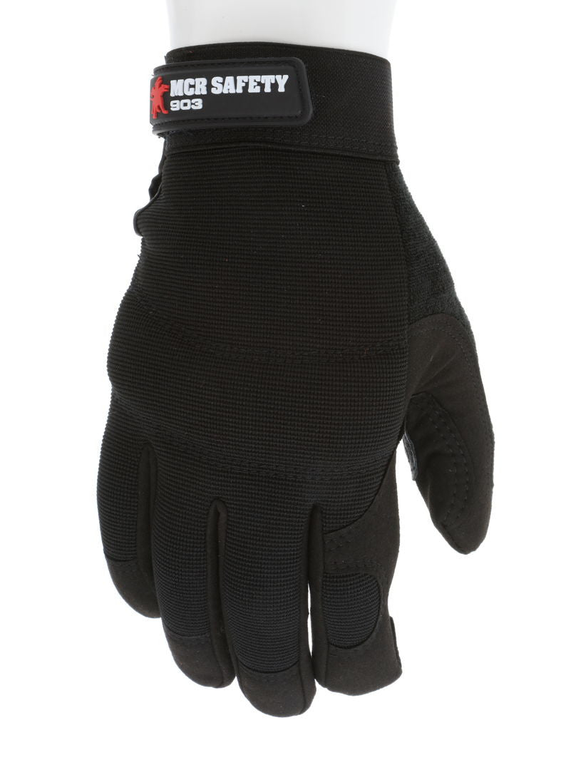 MCR Safety 903 - MCR Safety Mechanics Gloves - Grain Goatskin Palm with Foam Padding - Adjustable Hook and Loop Wrist Closures - Multi-Layered Knuckle Protection — manufacturer image 2
