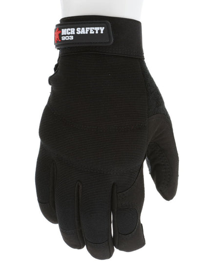 MCR Safety 903 - MCR Safety Mechanics Gloves - Grain Goatskin Palm with Foam Padding - Adjustable Hook and Loop Wrist Closures - Multi-Layered Knuckle Protection — manufacturer image 2