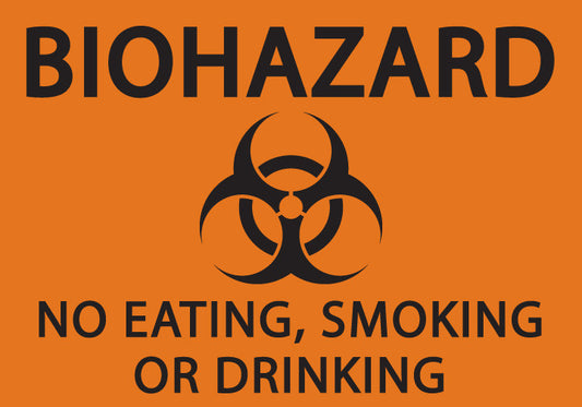 ZING Biohazard No Eating, Smoking Or Drinking, 7X10 Self-Adhesive - image 1