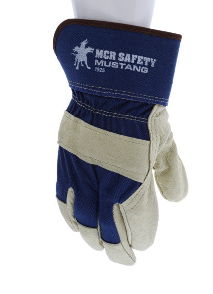 1925_ - 1925L - 117643 - 360 - Leather palm work gloves – MCR Safety Group 1925 Mustang Series – premium grain pigskin leathe