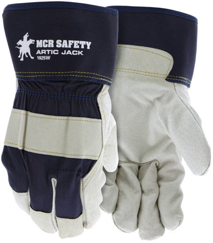 Artic Jack Pigskin Leather Palm Gloves, Wool Lined, Rubberized Safety Cuff