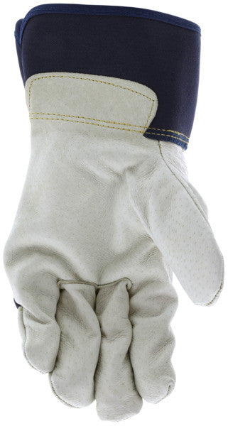 Artic Jack Pigskin Leather Palm Gloves, Wool Lined, Rubberized Safety Cuff