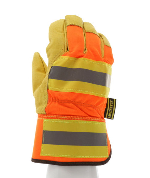 19261_ - 19261L - 145127 - 360 - Leather palm work gloves – MCR Safety Group 19261 Luminator® – hi-visibility pigskin leather