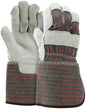 Cowhide Grain Leather Palm Work Gloves, Rubberized Gauntlet Cuff, CV-C+ Grade