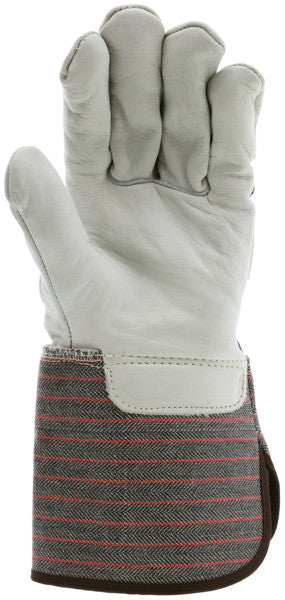 Cowhide Grain Leather Palm Work Gloves, Rubberized Gauntlet Cuff, CV-C+ Grade