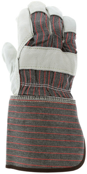 Cowhide Grain Leather Palm Work Gloves, Rubberized Gauntlet Cuff, CV-C+ Grade
