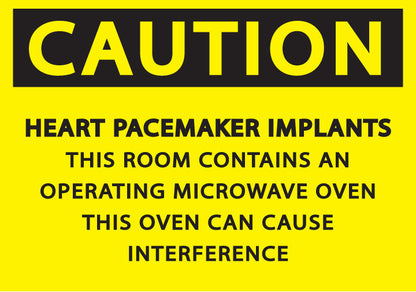 ZING Caution Heart Pace Maker Implants Sign, 7X10, Self-Adhesive - image 1