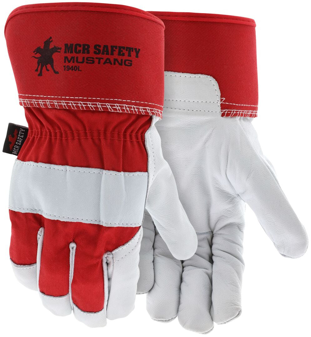 Goatskin Leather Palm Work Gloves, Premium A-Grade, Wing Thumb, Safety Cuff