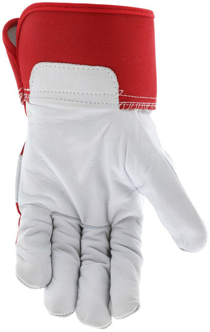 Goatskin Leather Palm Work Gloves, Premium A-Grade, Wing Thumb, Safety Cuff