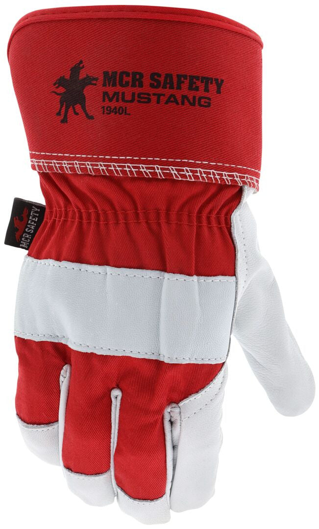 Goatskin Leather Palm Work Gloves, Premium A-Grade, Wing Thumb, Safety Cuff