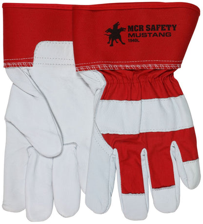 Goatskin Leather Palm Work Gloves, Premium A-Grade, Wing Thumb, Safety Cuff
