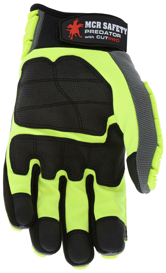 PD2911 - Predator® Mechanics Work Gloves - Impact Resistant Gloves - Synthetic Leather Palm - MAXGrid™ Palm and Fingers - Tire Tread Pattern TPR on Spandex Back - HyperMax® HPPE Cut Resistant Palm Liner - Grid Pattern Palm and Fingers for Grip