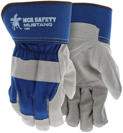 Mustang Pigskin Leather Palm Gloves, Premium A Grade, Fleece Lined, Rubberized Safety Cuff