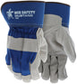 Mustang Pigskin Leather Palm Gloves, Premium A Grade, Fleece Lined, Rubberized Safety Cuff