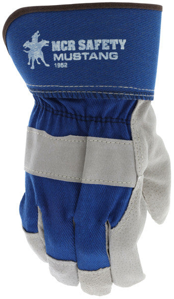 Mustang Pigskin Leather Palm Gloves, Premium A Grade, Fleece Lined, Rubberized Safety Cuff
