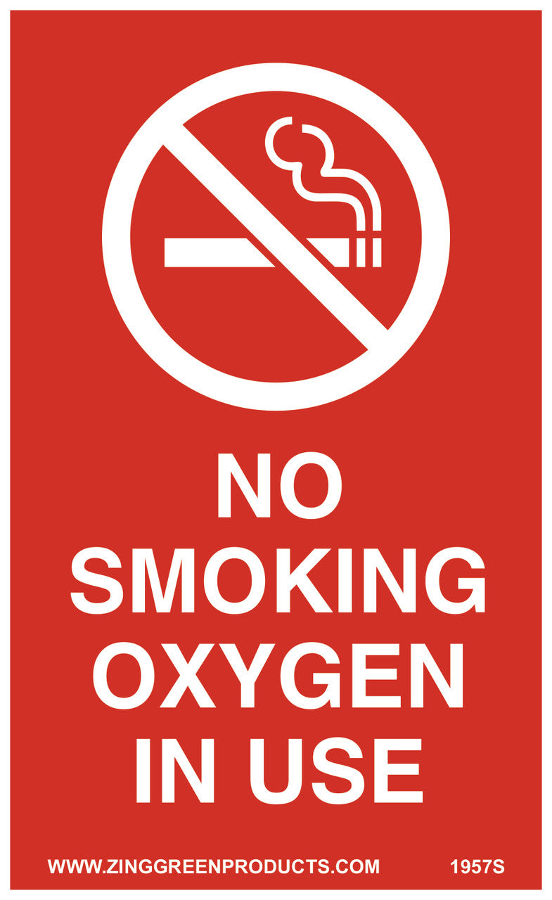 ZING Self Adhesive, 5X3, Oxygen In Use - No Smoking On, 2/Pk - official Zing product image 1