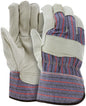 Grain Pigskin Leather Palm Gloves, Wing Thumb, Starched Safety Cuff
