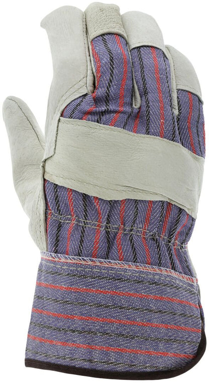 Grain Pigskin Leather Palm Gloves, Wing Thumb, Starched Safety Cuff