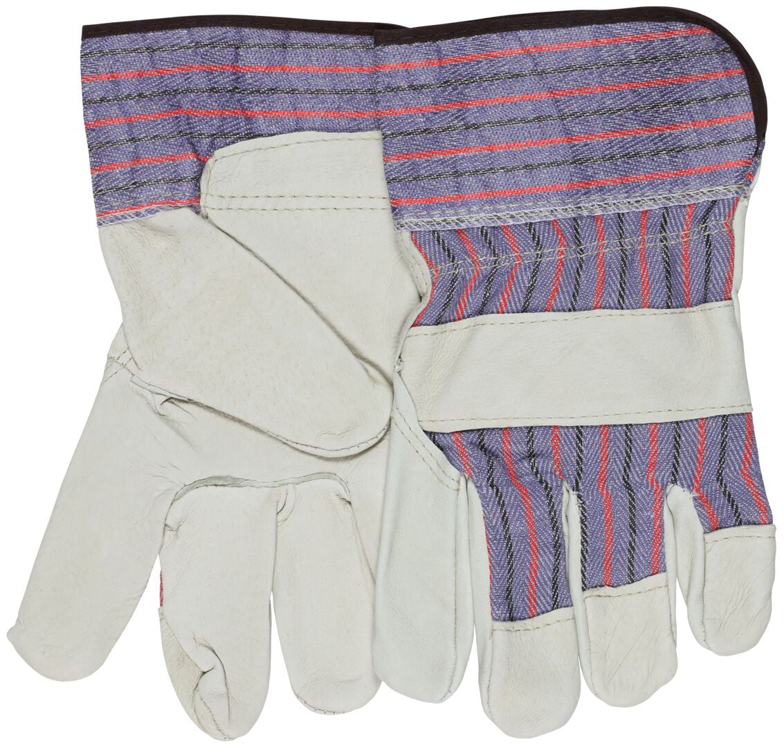 Grain Pigskin Leather Palm Gloves, Wing Thumb, Starched Safety Cuff