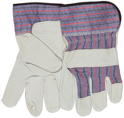 Grain Pigskin Leather Palm Gloves, Wing Thumb, Starched Safety Cuff