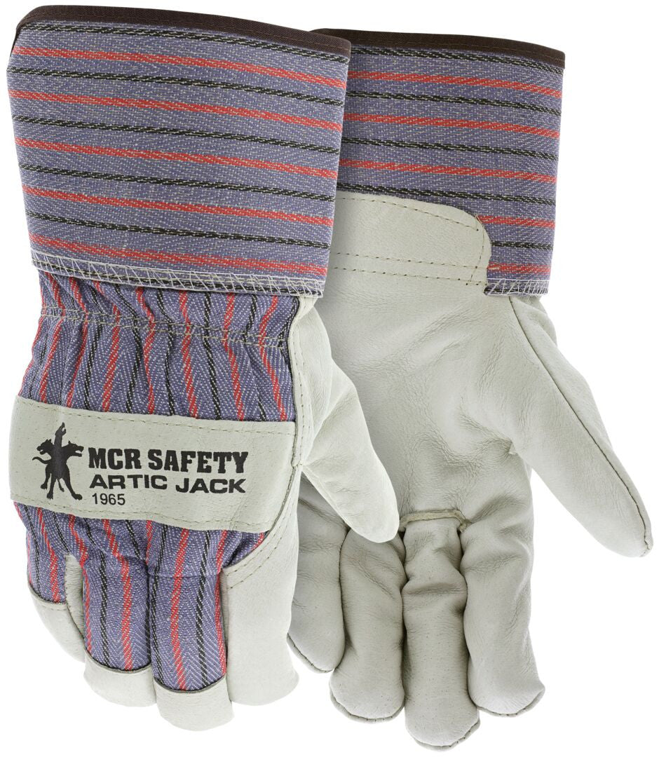 Artic Jack Grain Pigskin Leather Palm Gloves, Thermosock Lined, Rubberized Safety Cuff