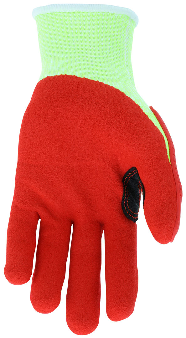 UT1953 - MCR Safety UltraTech® Mechanics Gloves - CutPro® UltraTech® - 13 Gauge Lime HyperMax® HPPE Shell - Red Sandy Nitrile Foam Coated Palm - Hi-Vis Red TPR Back Protects Hands from Impact